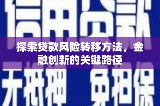 廉江探索贷款风险转移方法，金融创新的关键路径