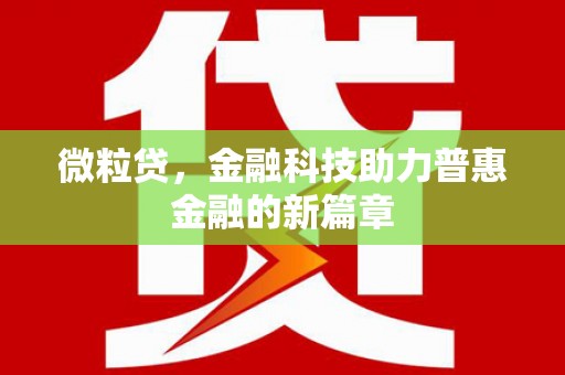 廉江微粒贷，金融科技助力普惠金融的新篇章
