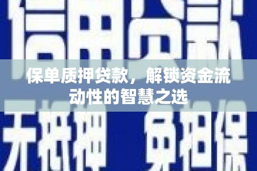 廉江保单质押贷款，解锁资金流动性的智慧之选